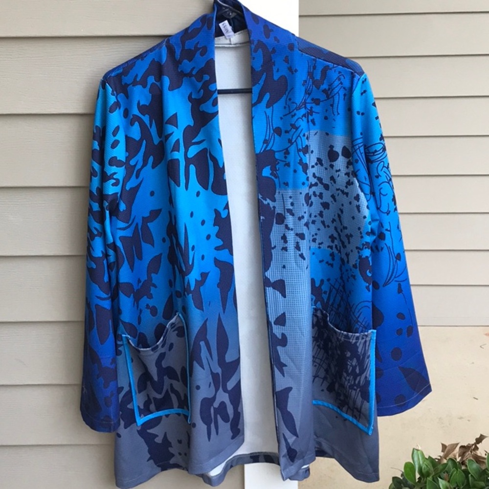 Cobalt blue, and black long tunic jacket!  Sz XL